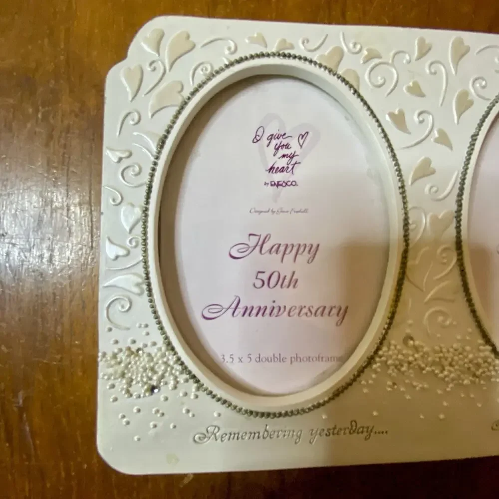 50th Anniversary Photo Frame Double Elegant Wedding Anniversary Gift Décor